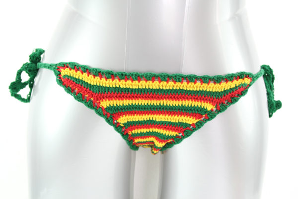 Bikini Sexy Tricoté Crochet Fait Main Fibre Naturel Motif Rasta Reggae