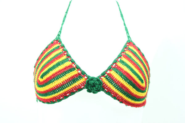 Bikini Sexy Tricoté Crochet Fait Main Fibre Naturel Motif Rasta Reggae