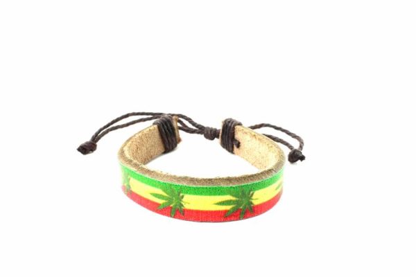 Bracelet Tribal Rastafari Reggae Feuille de Ganja Marijuana