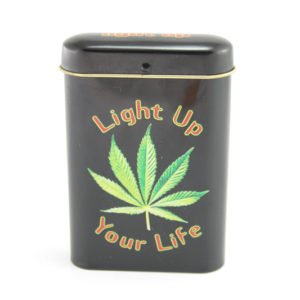 Etui à Cigarettes Métal Noir Cannabis Light Up your Life