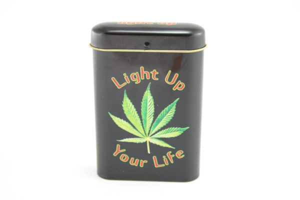 Etui à Cigarettes Métal Noir Cannabis Light Up your Life