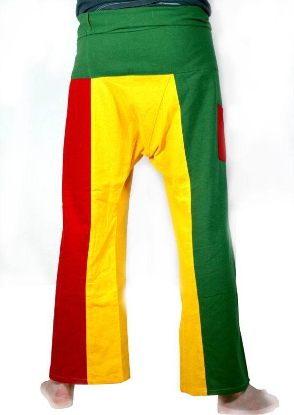 Pantalon Coton Pêcheur Thai Couleurs Reggae Rasta Vert Jaune Rouge
