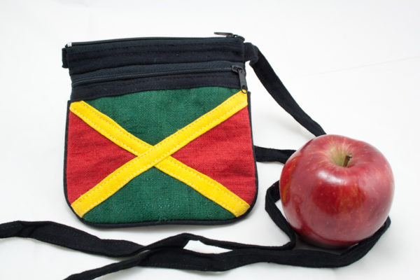 Mini Sac Sangle Bandoulière et fermeture Zip avec Drapeau Jamaïcain Cousu