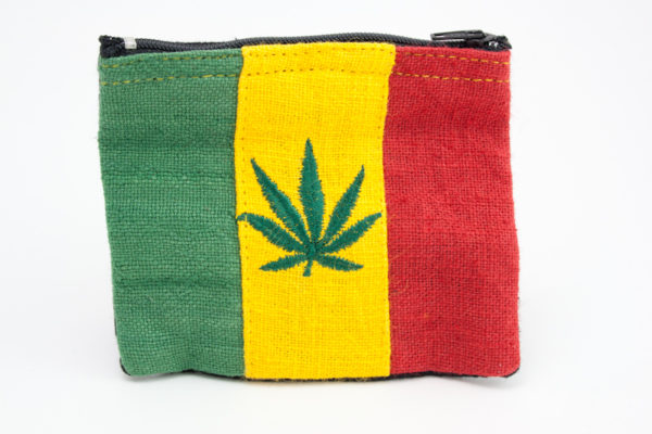 Mini Porte-Monnaie Rasta Vert Jaune Rouge et Feuille de Weed Marijuana Ganja