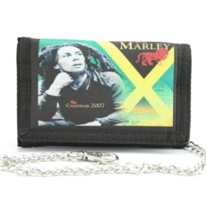 Portefeuille Chaîne et Scratch Bob Marley Pensif Drapeau Jamaïcain