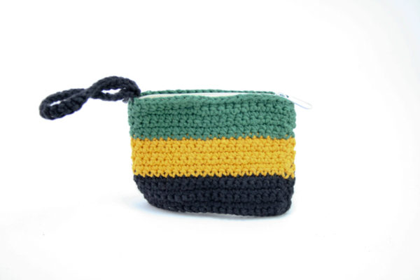 Petit Porte-Monnaie Tricoté au Crochet en Coton Couleur de la Jamaïque