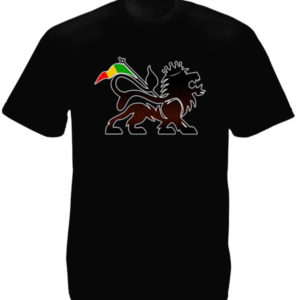 Tshirt Noir Rasta Lion de Judah et Bannière Rasta