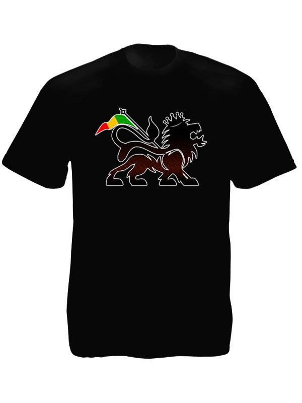 Tshirt Noir Rasta Lion de Judah et Bannière Rasta