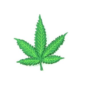 Écusson Brodé Thermocollant Dessin Cannabis Feuille Verte