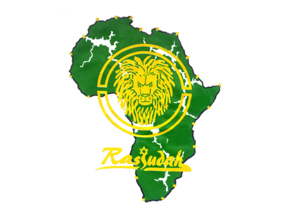 TEE-SHIRT CONTINENT AFRICAIN LION RASTA BLANC