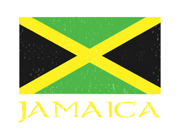 TEE-SHIRT BLANC JAMAICA DRAPEAU VERT JAUNE NOIR